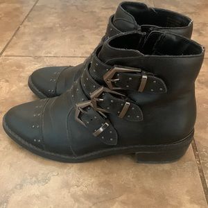 Studded look biker ankle boot